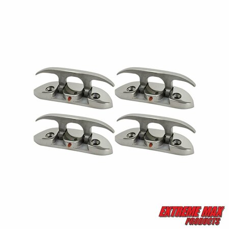 EXTREME MAX Extreme Max 3006.6631.4 Folding Stainless Steel Cleat - 4-1/2”, Value 4-Pack 3006.6631.4